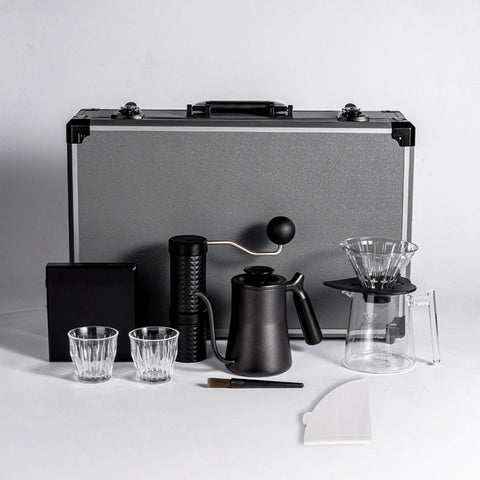 Kaffebryggningsset i väska – svart, 9 delar