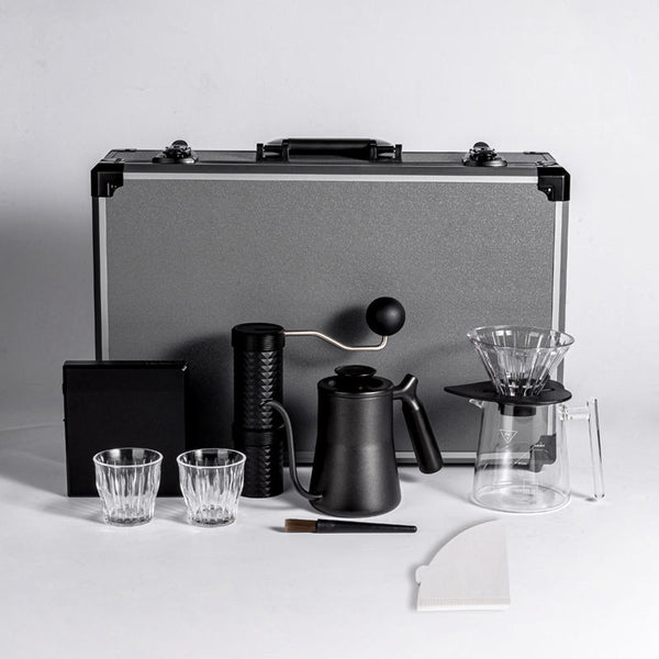 Kaffebryggningsset i väska – svart, 9 delar