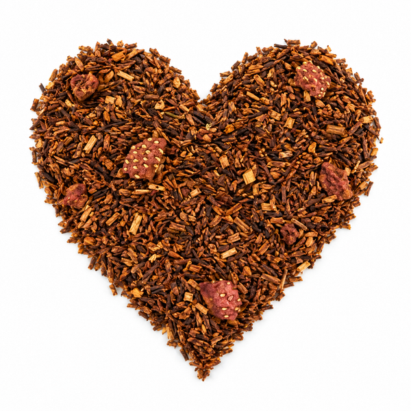 Svenska – rooibos arrangerat som ett hjärta på vit bakgrund